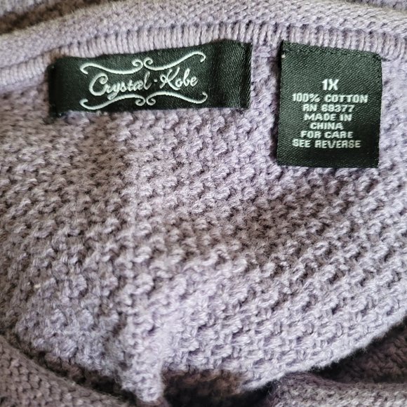 SIZE 1X CRYSTAL - KOBE Purple Button Down Cardigan Sweater INVBG94 - Picture 2 of 2